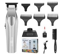 KEMEI 3023-702 Tondeuse barbe homme 9000 tr/min zéro gapped pour barbier avec corps entièrement en métal, tondeuse à cheveux professionnelle avec écran LED, lames en céramique et DLC