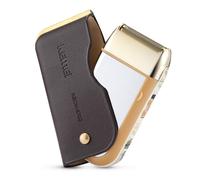 Kemei 5700 Mini rasoir électrique à mouvement alternatif pour hommes, rasoir électrique en cuir de vache