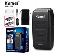 Kemei KM-1102 rasoir électrique Rechargeable pour hommes sans fil flottant barbe rasoir Machine double lame soins du visage tondeuse forte 1102-no box