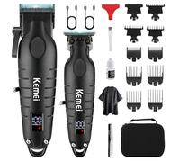 KEMEI KM-2290+2293 Tondeuse à cheveux professionnelle pour homme, kit de barbier sans fil, rechargeable par USB, tondeuse à cheveux/barbe, lame en T zéro écartement