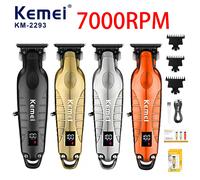 Kemei KM-2293 7000 tr/min barbier professionnel électrique tondeuse à cheveux tondeuse sans fil USB charge Rechargeable tondeuses à cheveux silver-paper box