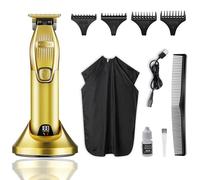 KEMEI KM-i32S Tondeuse à cheveux à tête chauve 0 mm pour homme avec écran LED sans fil avec base de charge Lame en T Zero Gapped Kit de toilettage rechargeable