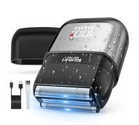 KEMEI Rasoir électrique en aluminium pour homme, mini rasoir à 3 lames flottantes avec affichage LED, utilisation de 100 minutes, étanche IPX7, rasoir à barbe de voyage humide/sec, pour le rasage du