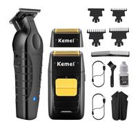 Kemei Rasoir électrique pour homme - Tondeuse à cheveux professionnelle sans espace - Rasoir tête chauve sans fil - 1102+2299
