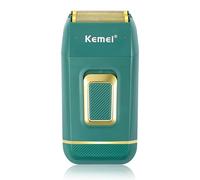 KEMEI Rasoir électrique professionnel à double feuille pour homme - Rasoir électrique pour homme chauve - Fournitures de barbier - Tondeuse à cheveux et barbe - Sans fil - Rechargeable - Cadeau pour