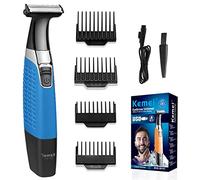 KEMEI Rasoir électrique, tondeuse à barbe pour homme, imperméable, sans fil, rechargeable par USB, épilateur pour sourcils, barbe et poils du corps pour homme et femme, bleu