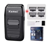 Kemei rasoir sans fil Rechargeable pour hommes double lame alternative barbe rasoir soins du visage multifonction fort tondeuse KM-1102 1 Blade Paper Box