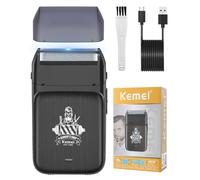 KEMEI Rasoirs électriques pour homme, rasoir en aluminium avec lames flottantes, rasoir à barbe sans fil, rechargeable par USB de type C, jusqu'à 100 minutes d'utilisation