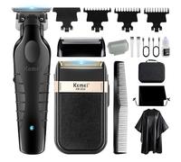KEMEI Tondeuse à cheveux professionnelle en aluminium, rasoir électrique sans fil pour homme
