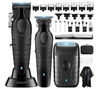 KEMEI Tondeuse à cheveux professionnelle pour homme, sans fil, complète, lame en T, kit complet avec 11 peignes de guidage