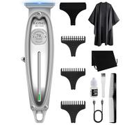 KEMEI Tondeuse à cheveux professionnelle pour homme sans fil, tondeuse électrique sans fil, tondeuse à barbe/cheveux rechargeable à lame en T pour la famille et les barbiers, 1949 (KM-1949-Argent)