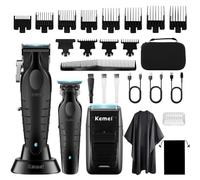 KEMEI Tondeuse à cheveux professionnelle pour homme, tondeuse de barbier sans fil et tondeuse à barbe/cheveux en T, rasoir électrique en aluminium, kit de coupe de cheveux pour homme