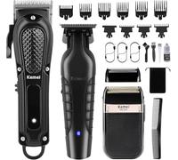 KEMEI Tondeuse à cheveux professionnelle pour hommes, tondeuse de barbier sans fil, tondeuse à barbe, rasoir électrique à grille avec grille de rechange, KM-2299, KM-1071, KM-2024
