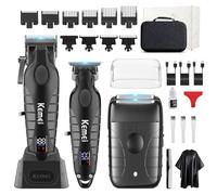 KEMEI Tondeuse à cheveux professionnelle sans fil, tondeuse de barbier complète avec lame T, kit électrique 9 guides, recharge USB, écran LED