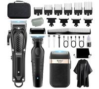 KEMEI Tondeuse professionnelle pour hommes, Ensemble complet de tondeuse à barbe sans fil T-Blade, Kit complet d'électrique de coupe de cheveux avec 9 peignes de guidage