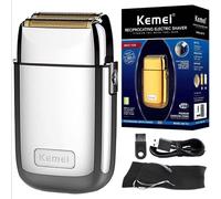 Kemei Tx1 boîtier métallique Rechargeable Pro rasoir électrique pour hommes cheveux barbe rasoir électrique chauve Machine à raser finition fondu Silver With box