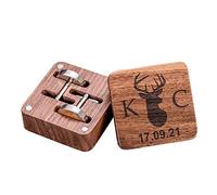 KEMEILA Boutons de manchette ronds en bois personnalisés avec boîte en bois de luxe pour homme, cadeau de mariage, cadeau de marié, meilleur homme, boutons de manchette en bois, gravure personnalisée