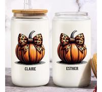 KEMEILA Tasse à café glacé en verre avec couvercle et paille - 473 ml - Cadeau d'Halloween - Décorations d'Halloween