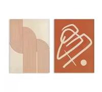 KEMEIQI Affiche abstraite orange brûlée, art bohème moderne du milieu du siècle, peinture sur toile, décoration murale confortable sans cadre, 60 x 90 cm x 2, sans cadre