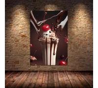 KEMEIQI Affiche artistique sur toile représentant une barbe à papa, un beignet, une glace et du chocolat rose (30 x 50 cm), idéale pour décorer une chambre ou une maison.