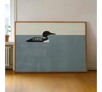 KEMEIQI Affiche d'oiseau huard nordique, art mural abstrait scandinave, impression sur toile, minimaliste, maison au bord du lac, style cottage (20 x 30 cm)