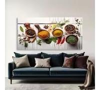 KEMEIQI Affiche et impressions sur toile représentant des épices culinaires modernes, idéales pour la décoration de la cuisine, du restaurant ou du salon (55 x 110 cm/sans cadre).