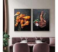 KEMEIQI Affiche murale moderne imprimée sur toile, images de cuisine, décoration classique pour la maison, peinture modulaire pour restaurant (40 x 60 x 2 cm/cadre)