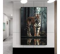 KEMEIQI Affiche murale moderne sur toile « Reflet d'un tigre » pour salon, impression animalière, décoration intérieure (20 x 30 cm)