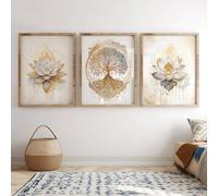 KEMEIQI Affiche murale vintage classique, arbre de vie, Bouddha, lotus, méditation, spiritualité, imprimée en HD, décoration de salon et de chambre à coucher (40 x 60 x 3 cm, sans cadre)