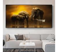 KEMEIQI Affiche murale vintage classique représentant un troupeau d'éléphants, toile HD imprimée, décoration de salon, chambre à coucher, couloir (60 x 120 cm, sans cadre)