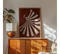 KEMEIQI Affiche rétro, Femme abstraite, Impression d'art rouge vif, Robe à rayures simples, Peinture sur toile, Décoration de salon (20x30cm)