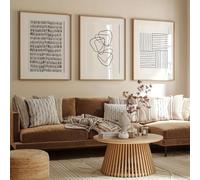 KEMEIQI Affiche sur toile abstraite en noir et blanc, minimaliste et moderne, décoration d'intérieur (50 x 70 x 3 cm, sans cadre)