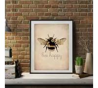 KEMEIQI Affiche sur toile, motif abeille heureuse - Soyez bienveillant, soyez vous-même, illustration nature, décoration murale pour amoureux des abeilles, pour salon ou chambre (20 x 30 cm)