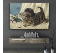 KEMEIQI Affiche vintage de portrait de chat pour amoureux des chats, jolis chatons, peinture sur toile, décoration murale de ferme (70 x 100 cm)