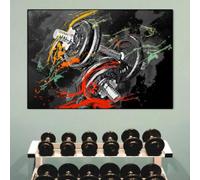 KEMEIQI Affiches et impressions d'art de motivation sportive et de fitness, peinture sur toile murale avec haltères colorés, décoration murale pour salle de sport, 30 x 50 cm, sans cadre