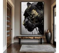 KEMEIQI Affiches et impressions d'art mural abstrait de panthère noire et dorée, peinture sur toile, images murales pour salon, décoration d'intérieur, 60x90cm, sans cadre