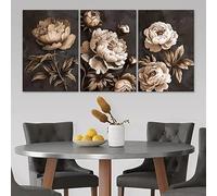 KEMEIQI Ensemble de 3 affiches sur toile à motifs floraux vintage, art mural moderne pour la décoration de la chambre, du salon et du couloir (70 x 100 cm x 3 / sans cadre)