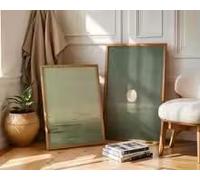 KEMEIQI Ensemble de deux décorations murales de style japonais comprenant un imprimé bohème minimaliste au coucher du soleil et un décor d'inspiration zen scandinave (60 * 90X2CM/cadre)