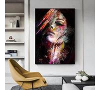 KEMEIQI Graffiti aquarelle femme abstraite affiche filles peinture peinture visages mur art affiche peinture impression toile peinture décor (80x120cm)