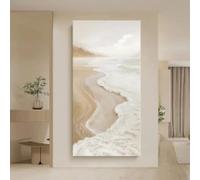 KEMEIQI Grande affiche verticale sur toile style vague crème, scène de plage paisible, impressions d'art mural pour chambre moderne, décoration sur le thème de la plage, 65 x 130 cm, sans cadre