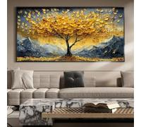 KEMEIQI Impression abstraite sur toile de l'Arbre de Vie, Décoration murale Arbre Doré et Riche, Décoration murale bohème, Affiches décoratives pour salon (60x90cm)