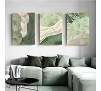 KEMEIQI Impression économique - Affiche Feuille de Ginkgo Verte - Peinture sur Toile Texture Feuille - Décoration Murale Nordique pour Chambre - Tableau pour la Maison (80x120cmx3/Sans Cadre)