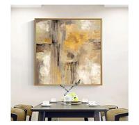 KEMEIQI Impression HD, peinture à l'huile abstraite jaune et gris sur toile, art scandinave, affiche murale pour salon, canapé, décoration d'intérieur, 40 x 40 cm, sans cadre