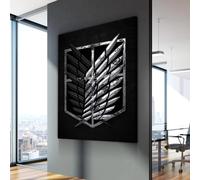 KEMEIQI Impression sur toile abstraite, affiche, attaque sur Titan, dessin animé japonais, ligne noire et blanche, art mural, décoration d'intérieur, images pour chambre, 50 x 70 cm, sans cadre