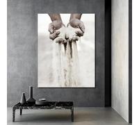 KEMEIQI Impression sur toile abstraite Main tenant du sable peinture noir et blanc figure toile peinture art décoration 50x70cm Sans cadre