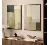 KEMEIQI Impression sur toile, affiche abstraite géométrique verte, art mural, peinture sur toile pour la décoration de la maison et du salon (70 x 100 x 2 cm/cadre)