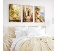 KEMEIQI Impression sur toile aquarelle représentant un citronnier italien, paysage rétro, pour chambre et couloir, art décoratif, 50 x 70 cm, sans cadre