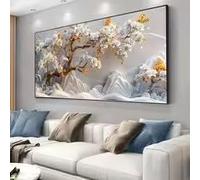 KEMEIQI Impression sur toile Arbre de Vie Doré, Décoration murale moderne pour salon et chambre, Poster grand format (65x130cm/sans cadre)