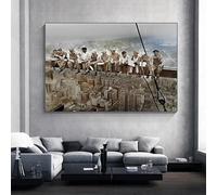 KEMEIQI Impression sur toile HD représentant un déjeuner au sommet d'un gratte-ciel, art mural vintage scandinave de 1932, décoration pour chambre à coucher ou salon (70 x 100 cm)