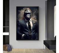 KEMEIQI Impression sur toile HD représentant un gorille nordique abstrait et esthétique, idéal pour la maison, le salon, la décoration de la chambre, 70 x 110 cm, sans cadre